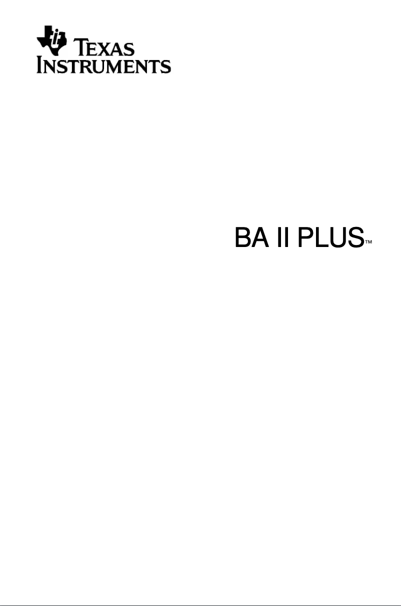 Page n°1 - Manuel utilisateur Texas Instruments BA II plus