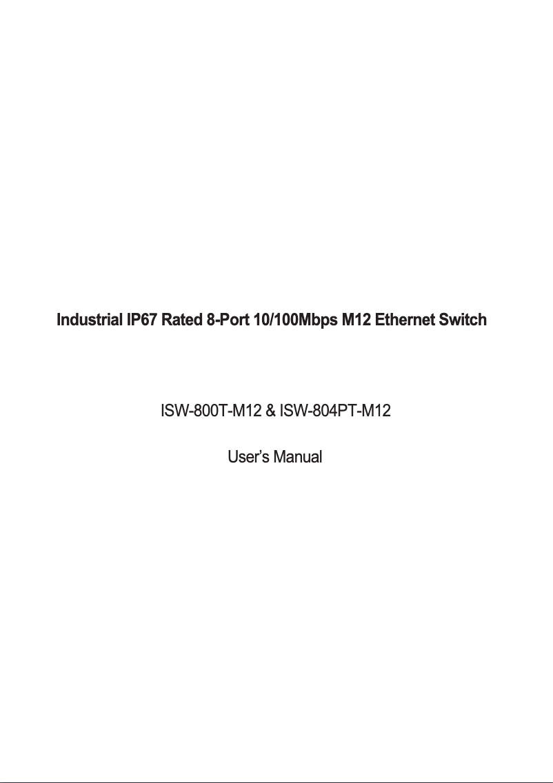 First page image of the manual for ISW-804PT-M12