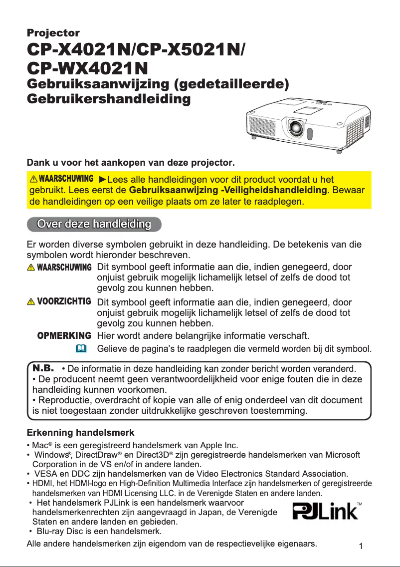 Page n°1 - Manuel utilisateur Hitachi CP-X4021NGF
