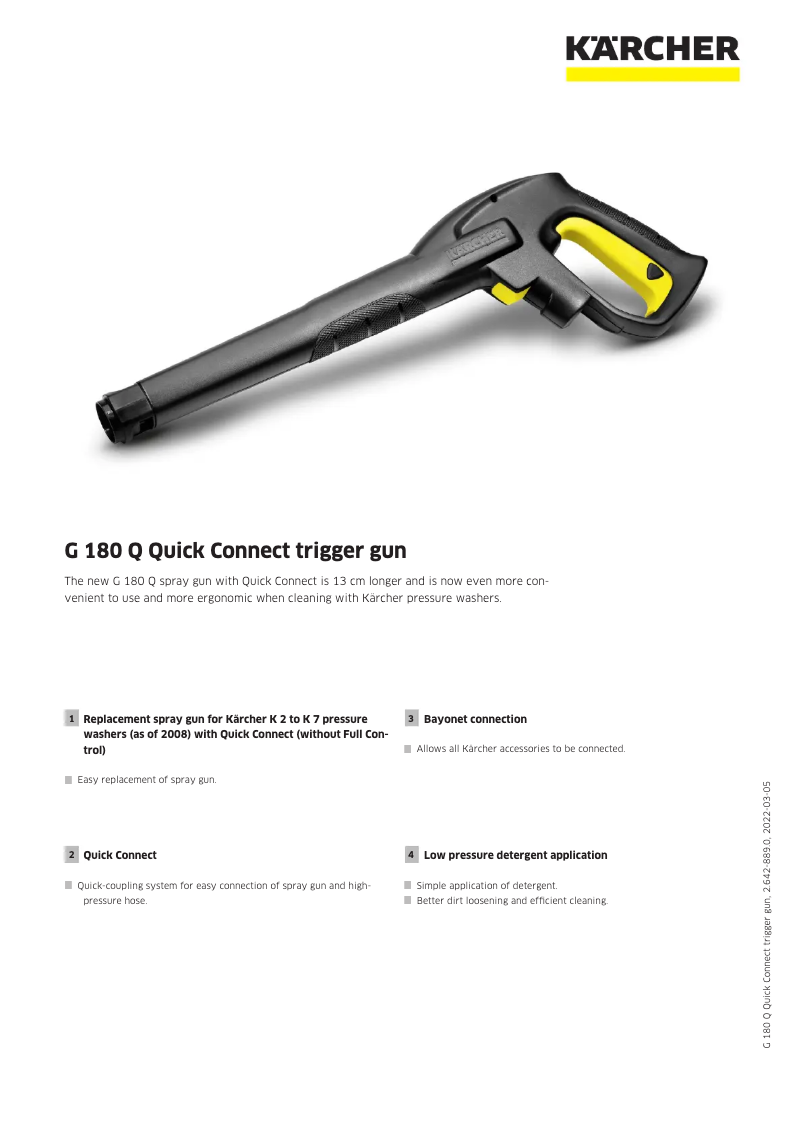 Page 1 de la notice Manuel utilisateur Kärcher G 180 Q Quick Connect