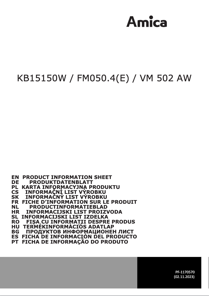 Page n°1 - Fiche technique Amica FM050.4