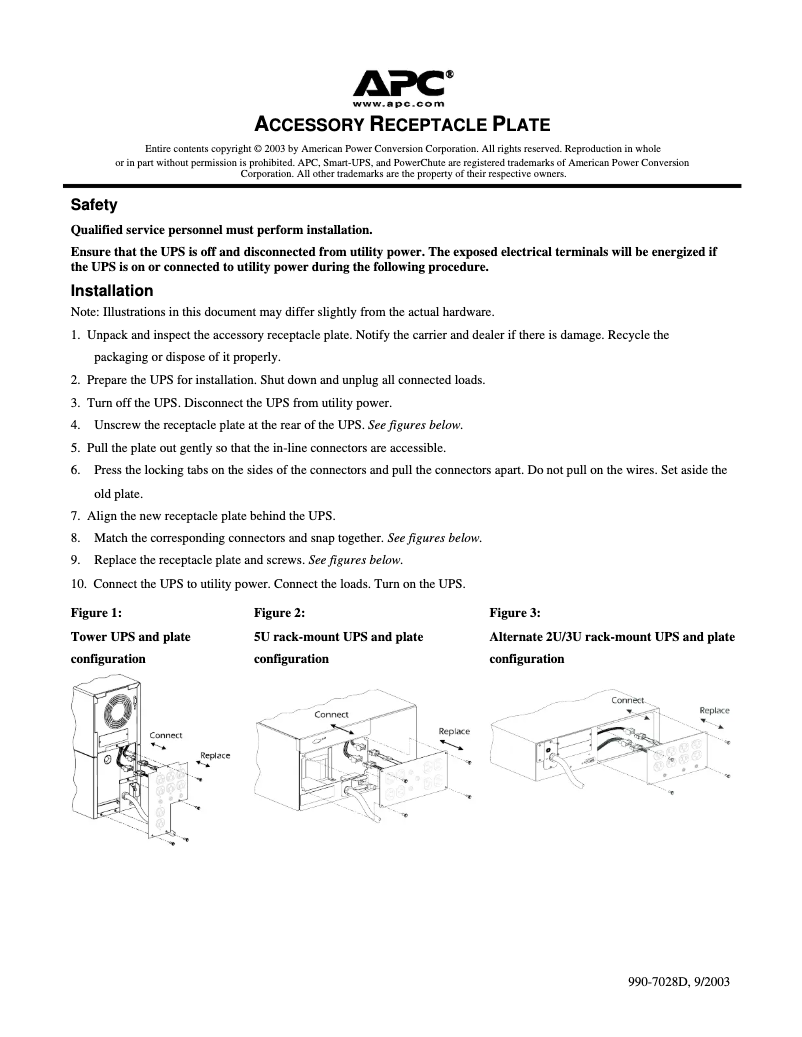 Page 1 de la notice Manuel utilisateur APC SU028RM3U