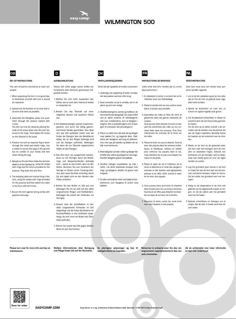 Página 1 del manual Manual de usuario Easy Camp Excursion Wilmington 500