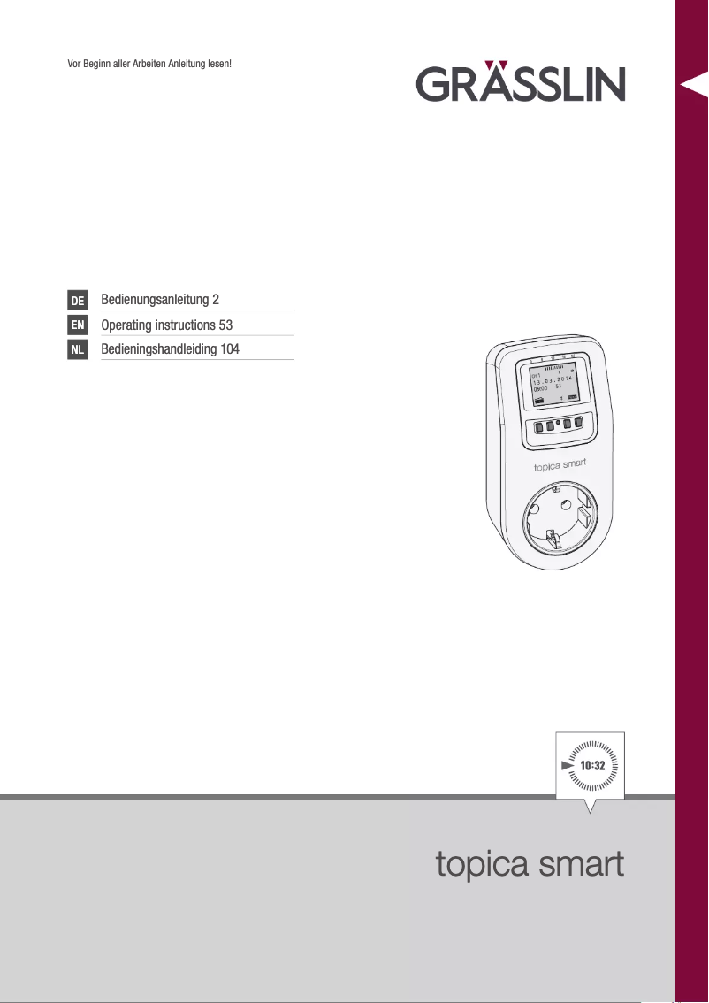 Page 1 de la notice Manuel utilisateur Grässlin Topica smart