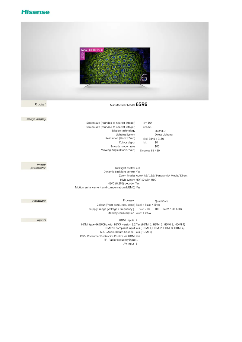 Image de la première page du manuel de l'appareil 65R6