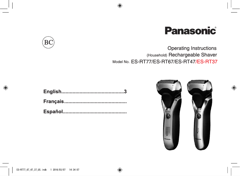 Page 1 de la notice Manuel utilisateur Panasonic ES-RT77
