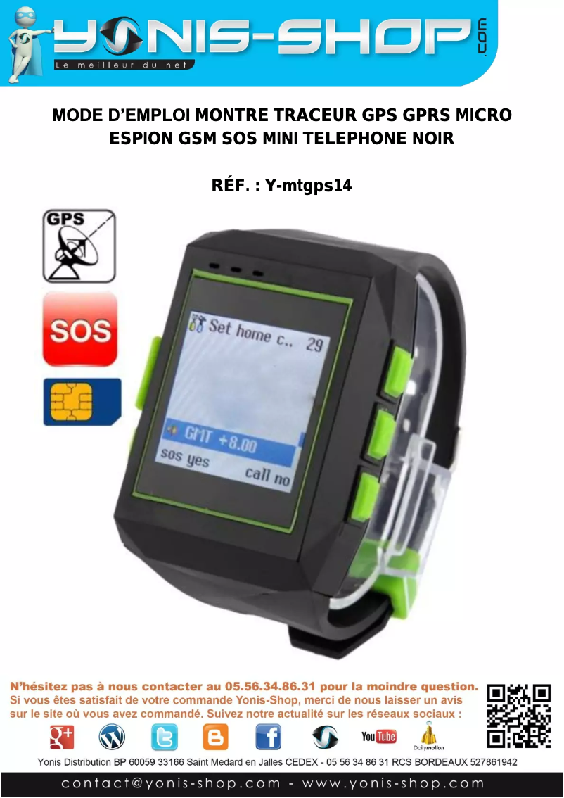 Page 1 de la notice Manuel utilisateur Yonis Y-MTGPS14