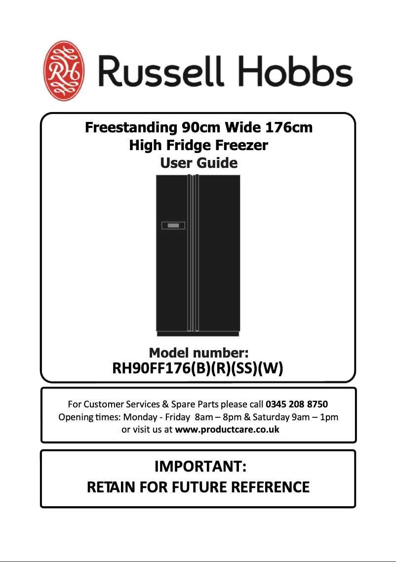 Page n°1 - Manuel utilisateur Russell Hobbs RH90FF176SS