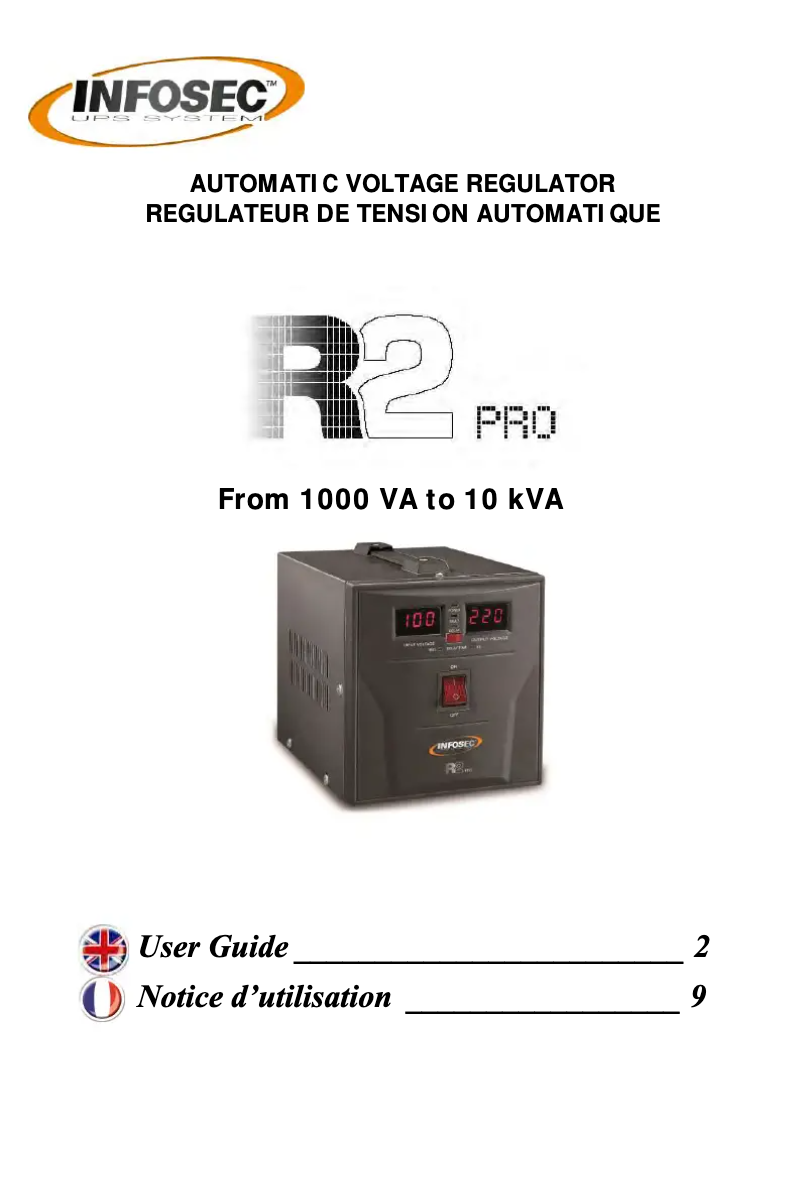 Page n°1 - Manuel utilisateur Infosec R2 PRO