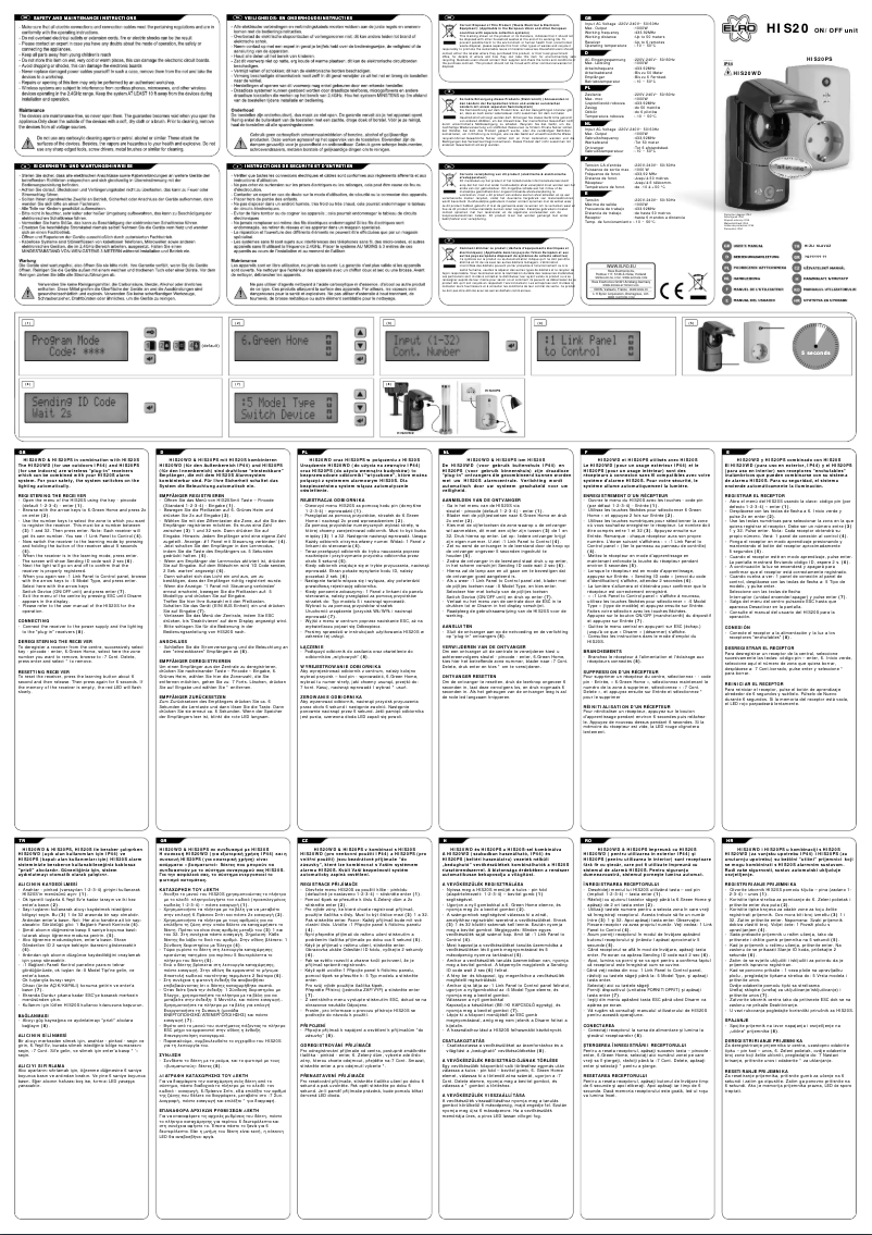 Image de la première page du manuel de l'appareil HIS20WD
