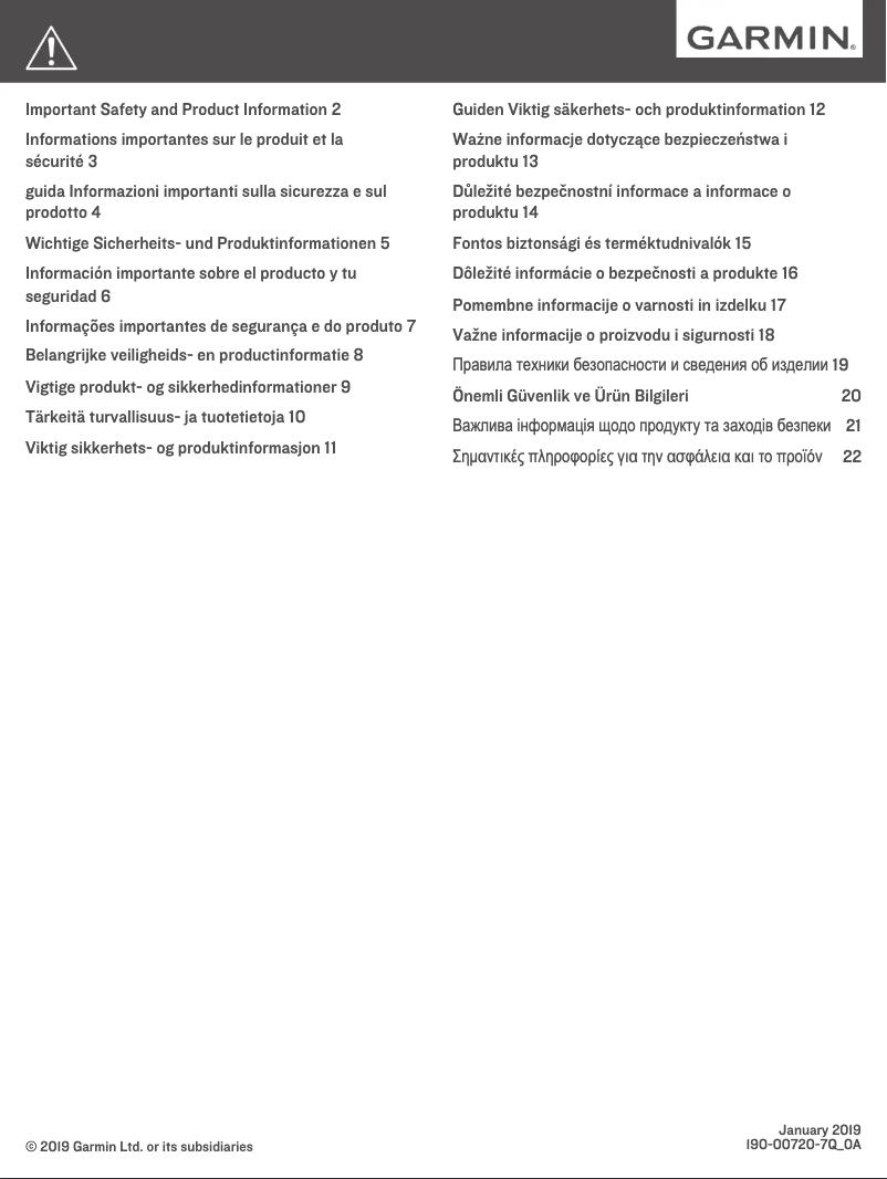 Page n°1 - Instructions de sécurité Garmin DriveSmart 61 LMT-S