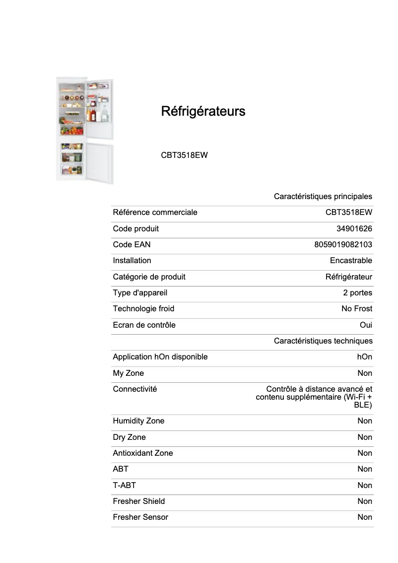 Image de la première page du manuel de l'appareil CBT3518EW