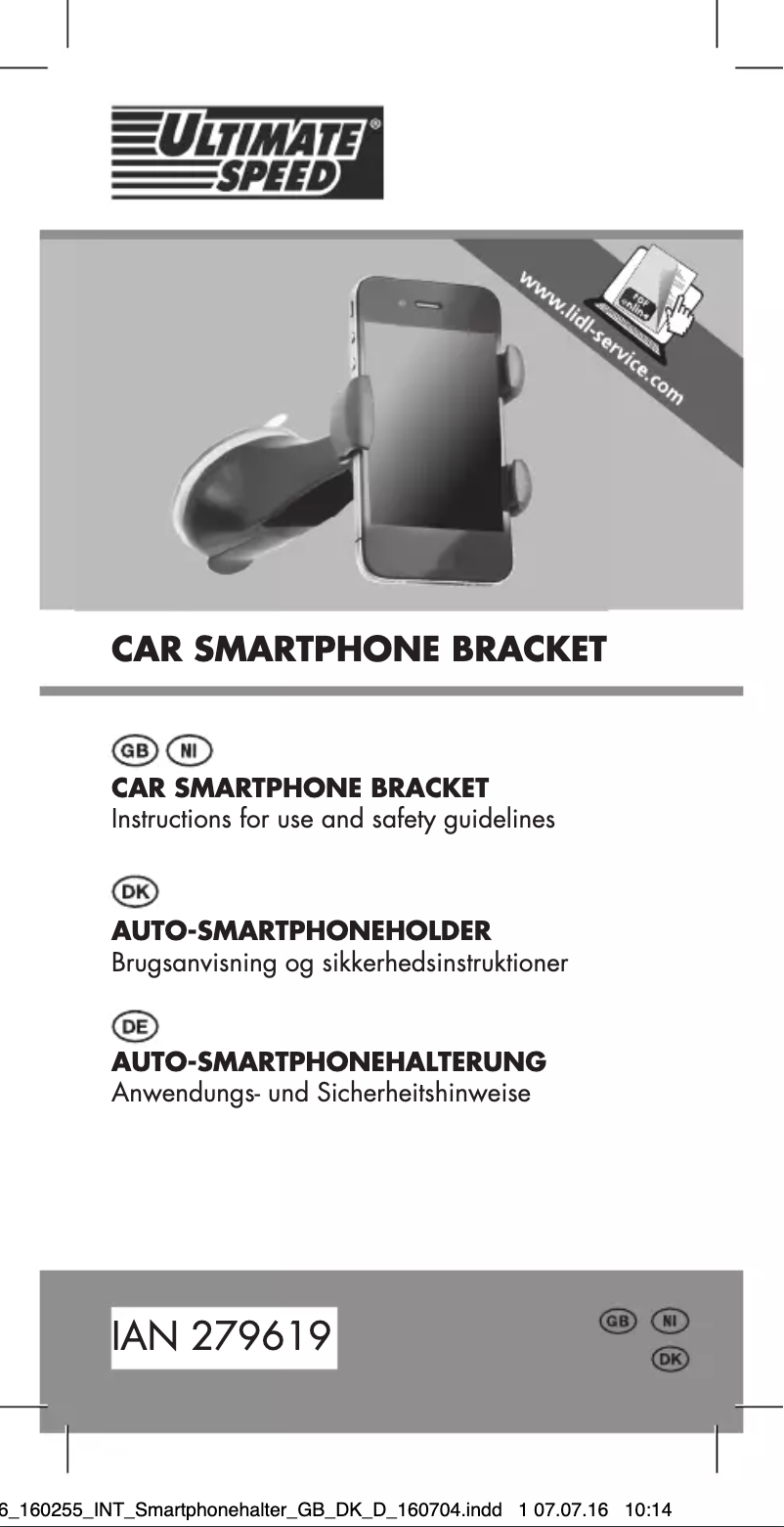 Page 1 de la notice Manuel utilisateur Ultimate Speed IAN 279619