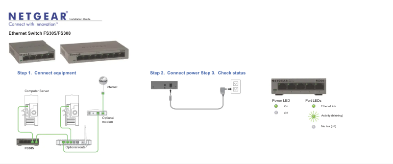Página 1 del manual Guía de instalación Netgear FS305