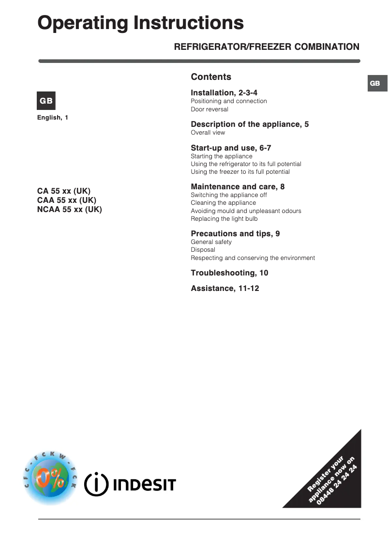 Image de la première page du manuel de l'appareil NCAA 55 K UK