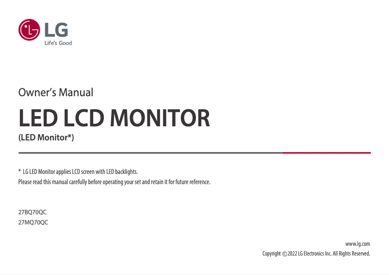 Página 1 del manual Manual de usuario LG 27MQ70QC