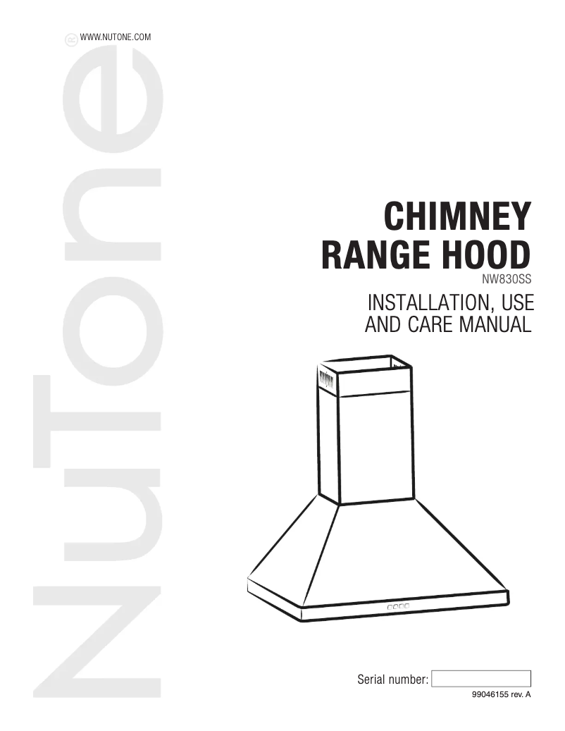 Page n°1 - Guide d'installation NuTone NW830SS
