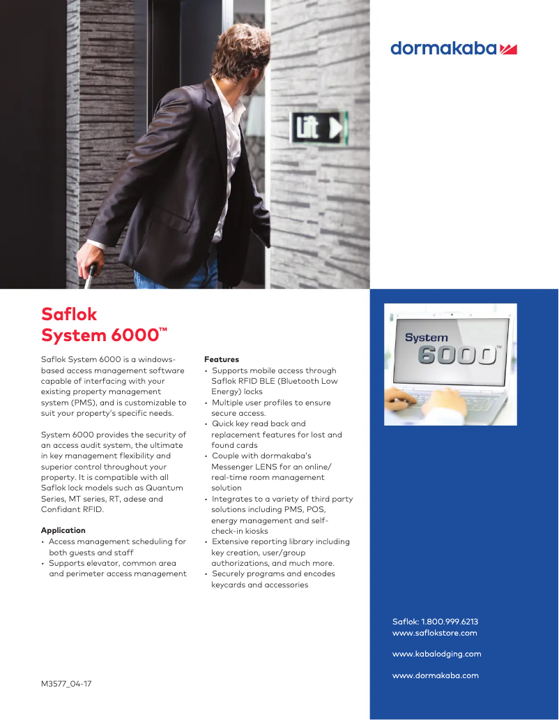 Page n°1 - Fiche technique Dormakaba Saflok System 6000