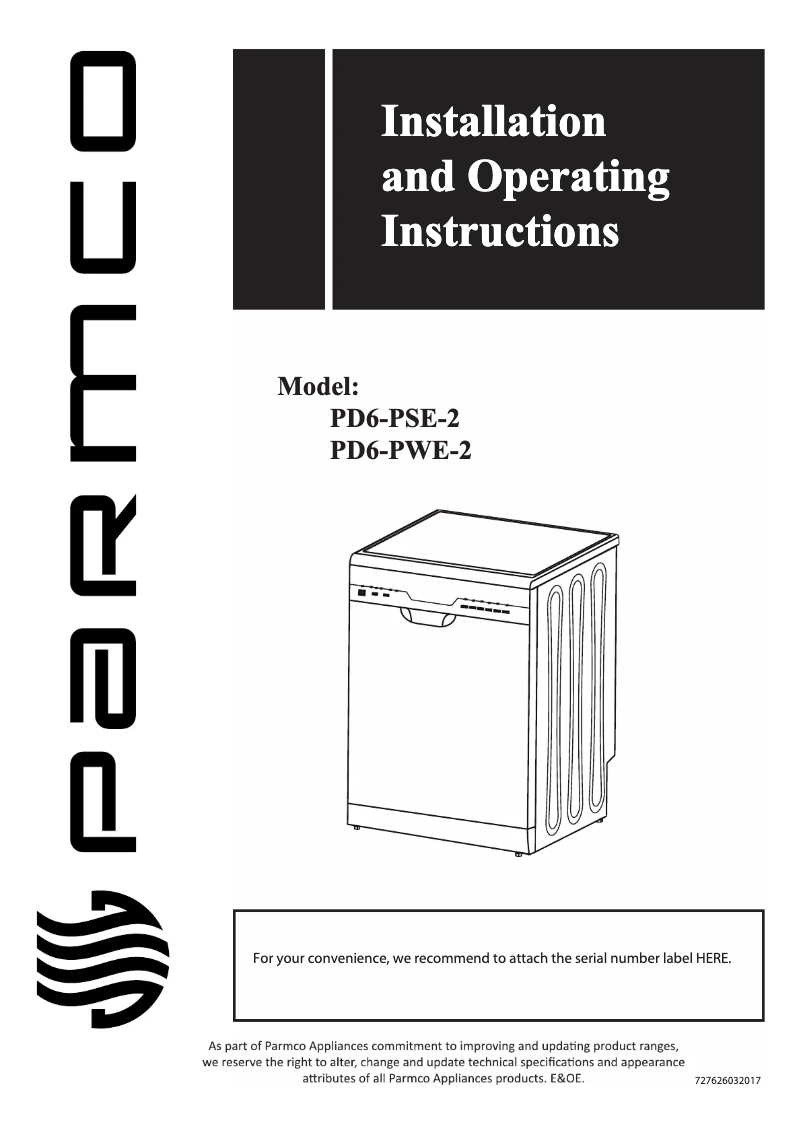 Page n°1 - Manuel utilisateur Parmco PD6-PSE-2
