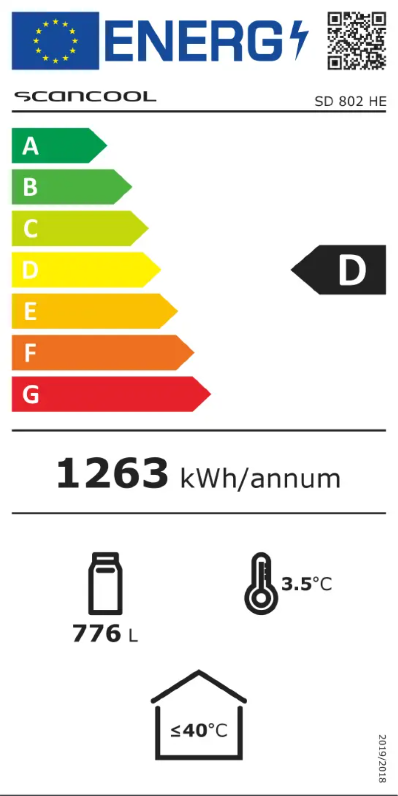 Page 1 de la notice Label énergétique Scancool SD 802 HE