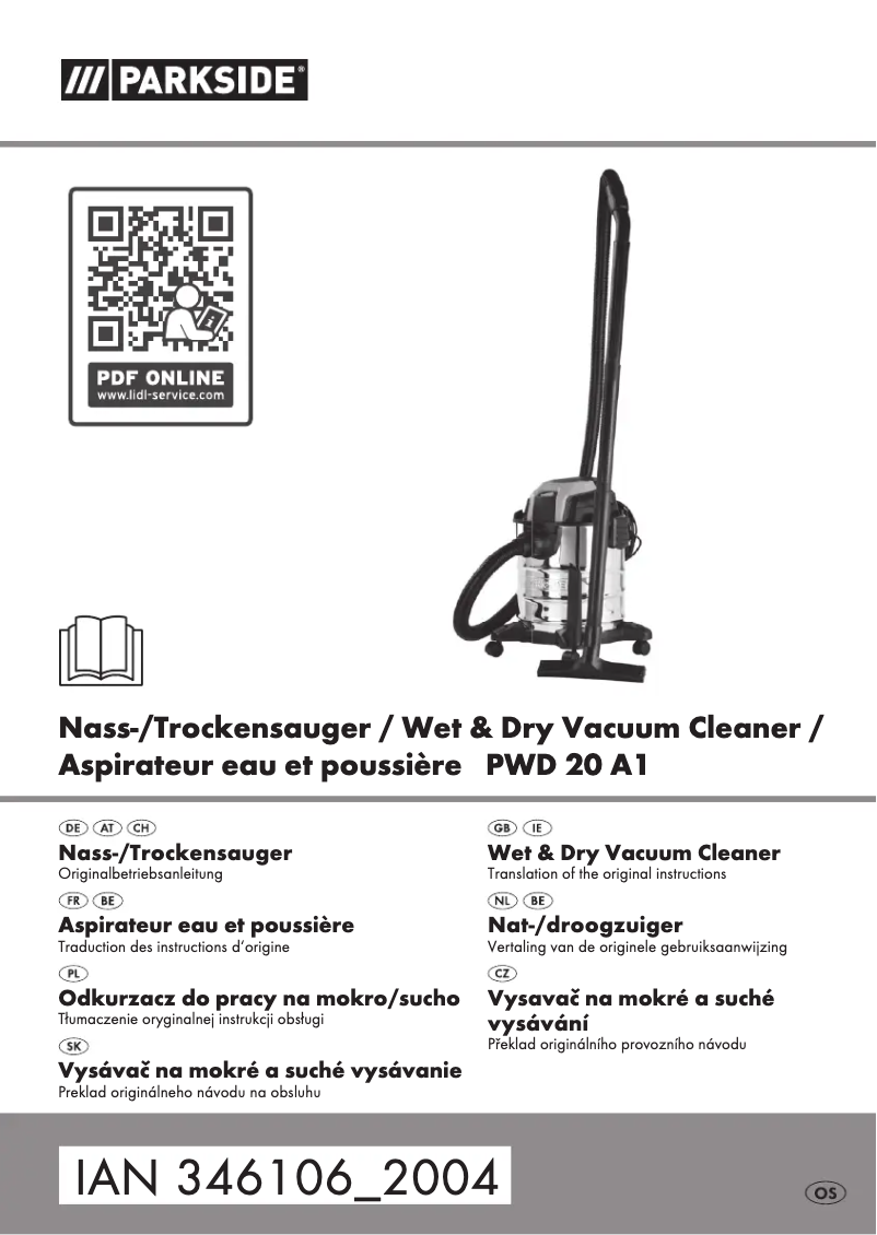 Page 1 de la notice Manuel utilisateur Parkside PWD 20 A1