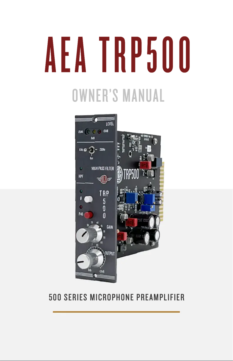 Image de la première page du manuel de l'appareil TRP500