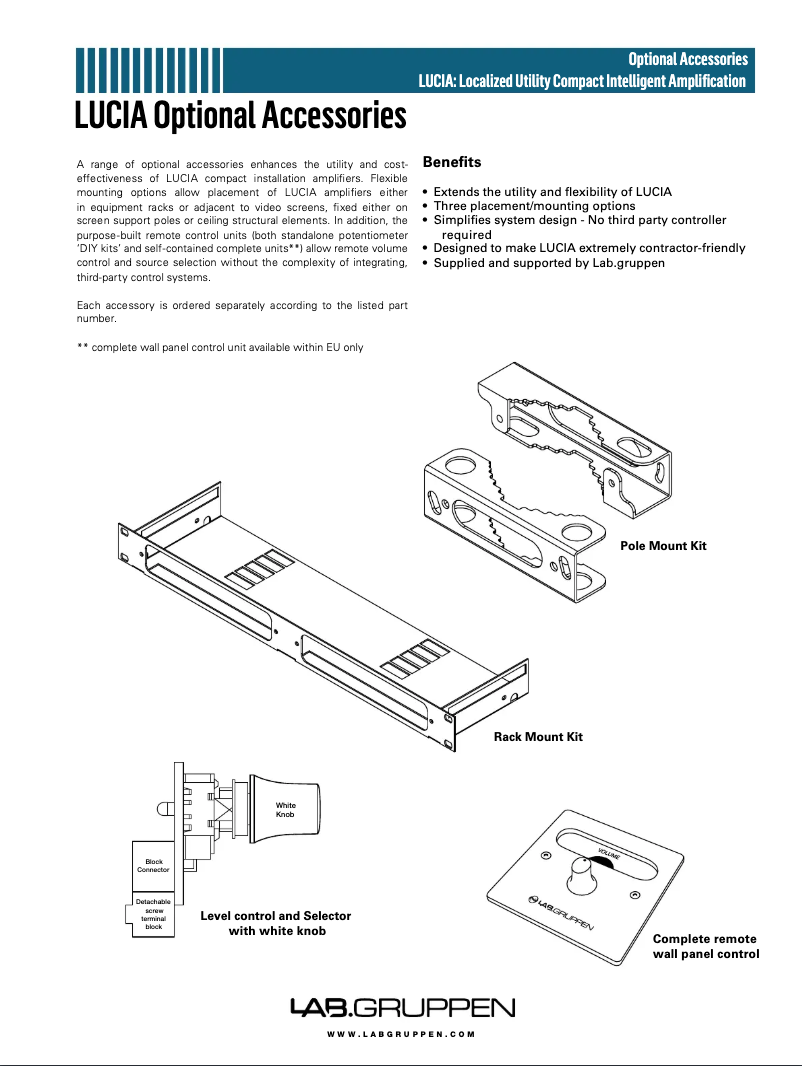 Page n°1 - Manuel utilisateur Lab Gruppen LUCIA 120/1-70