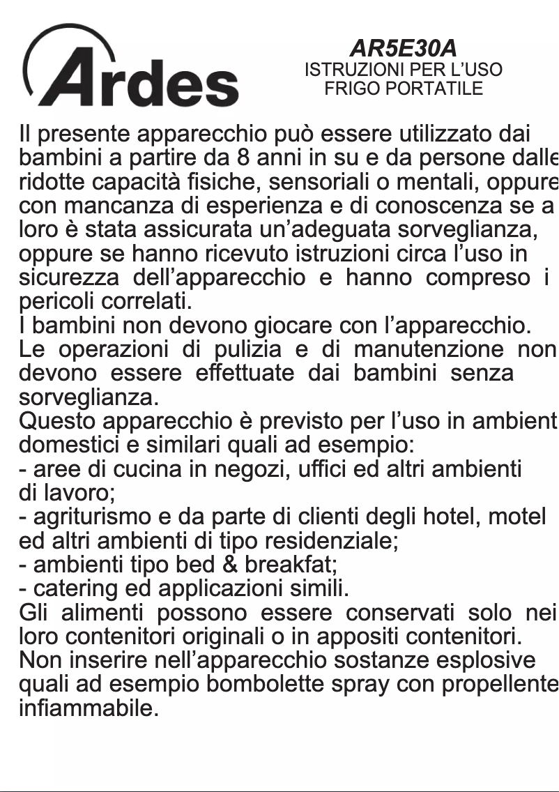 Imagen de la primera página del manual del dispositivo AR5E30A