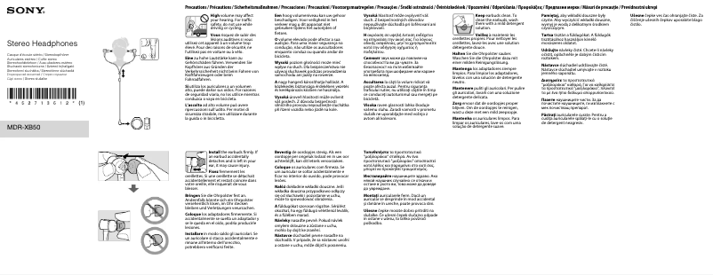 Imagen de la primera página del manual del dispositivo MDR-XB50