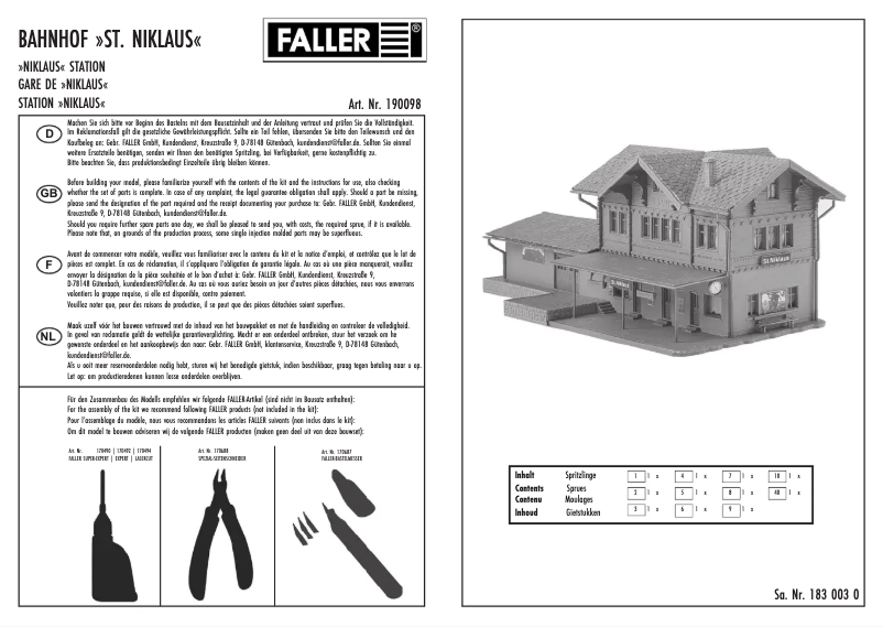 Page n°1 - Manuel utilisateur Faller 190098