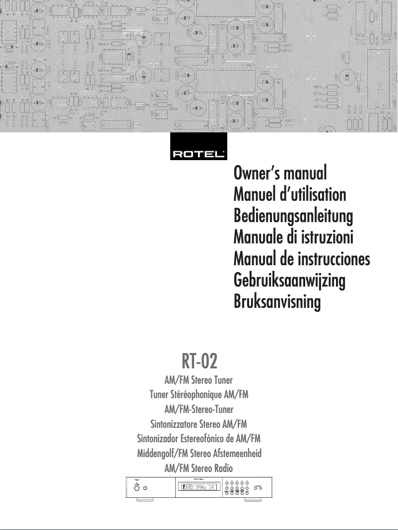 Page n°1 - Manuel utilisateur Rotel RT-02