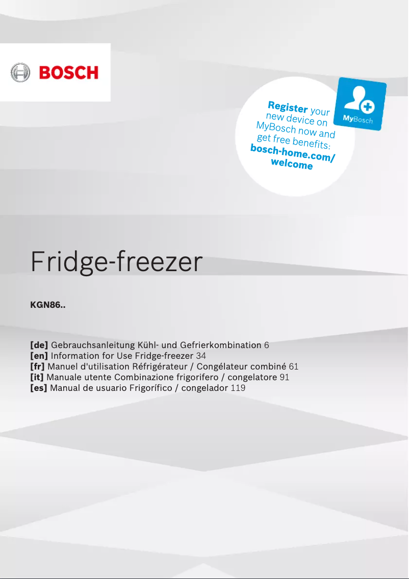 Page n°1 - Manuel utilisateur Bosch KGN86AIDR