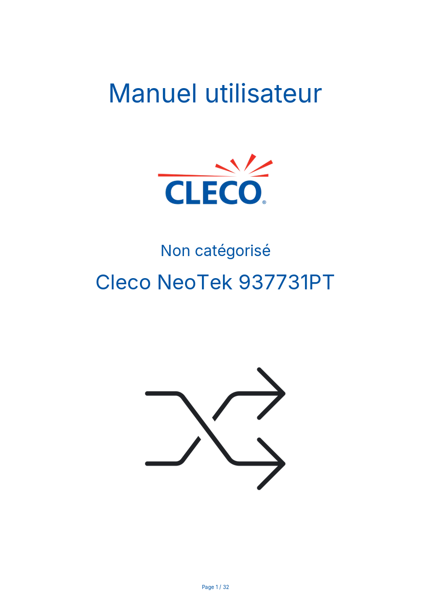 Page n°1 - Manuel utilisateur Cleco NeoTek 937731PT