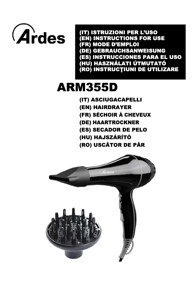 Image de la première page du manuel de l'appareil ARM355D