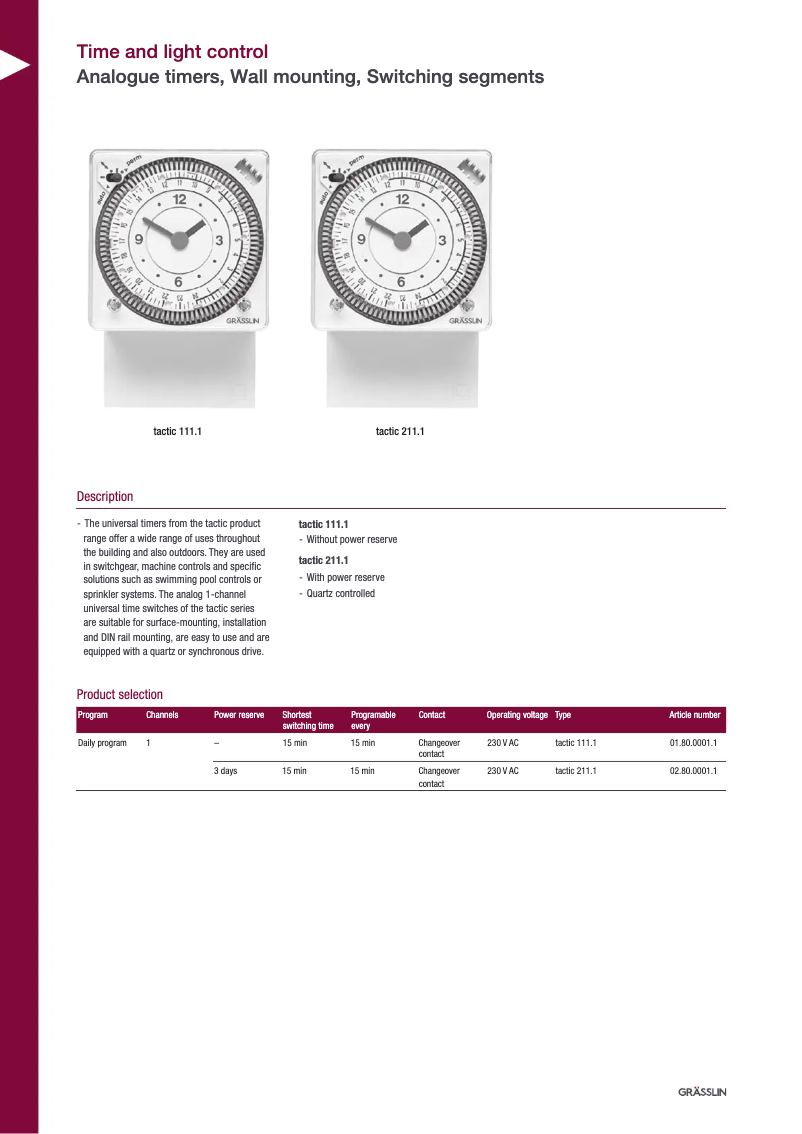 Image de la première page du manuel de l'appareil Tactic 211.1