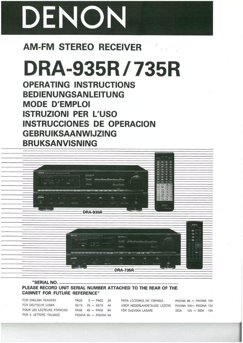 Image de la première page du manuel de l'appareil DRA-935R
