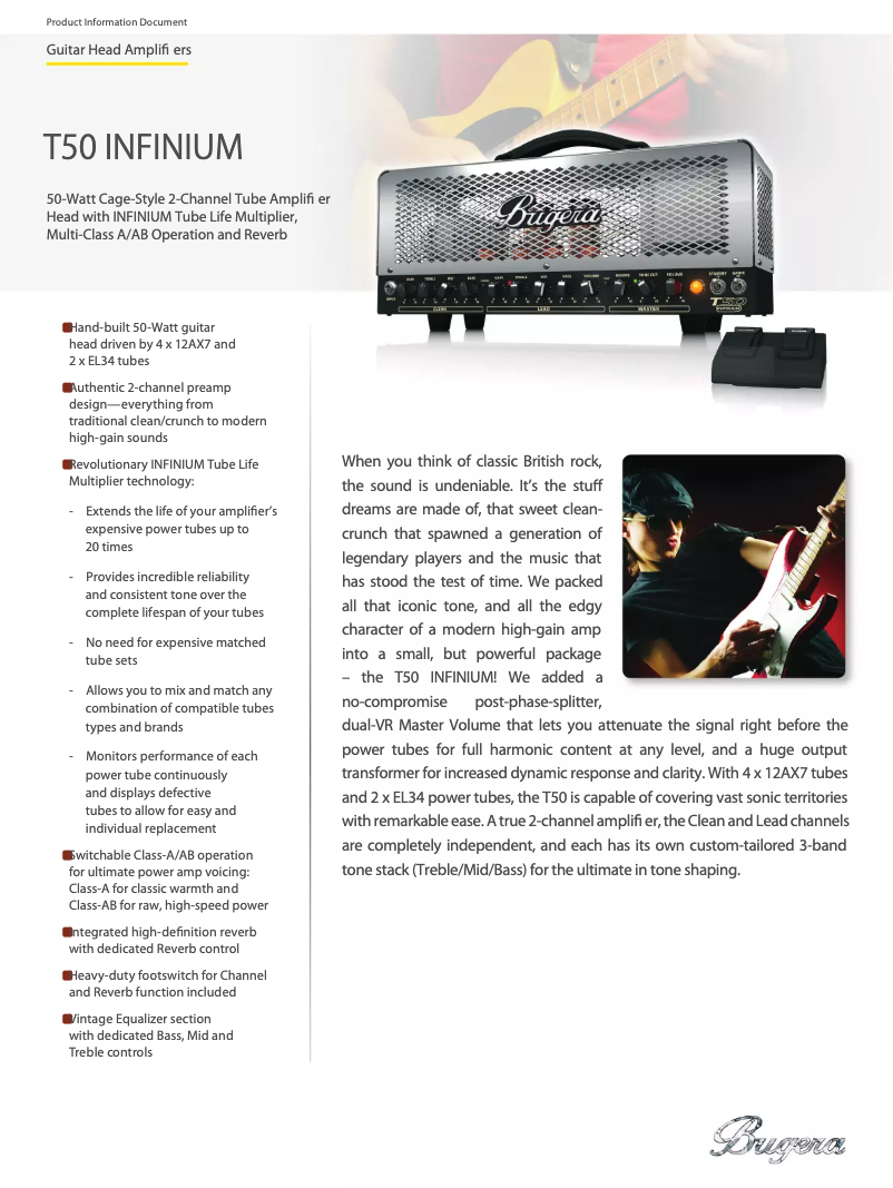 Page n°1 - Fiche technique Bugera T50 Infinium