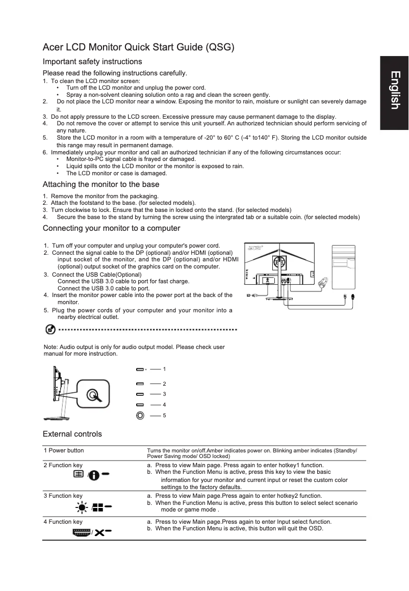 Page 1 de la notice Guide de démarrage rapide Acer CP1271V