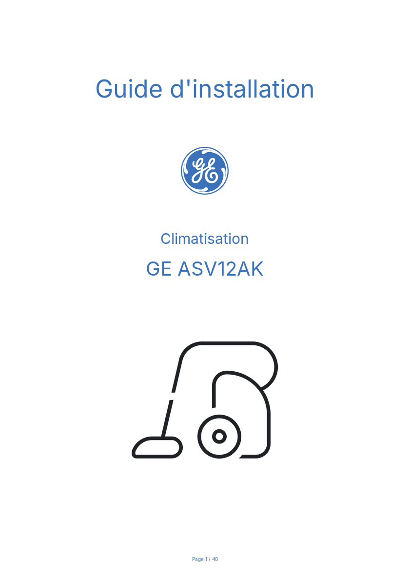 Image de la première page du manuel de l'appareil ASV12AK