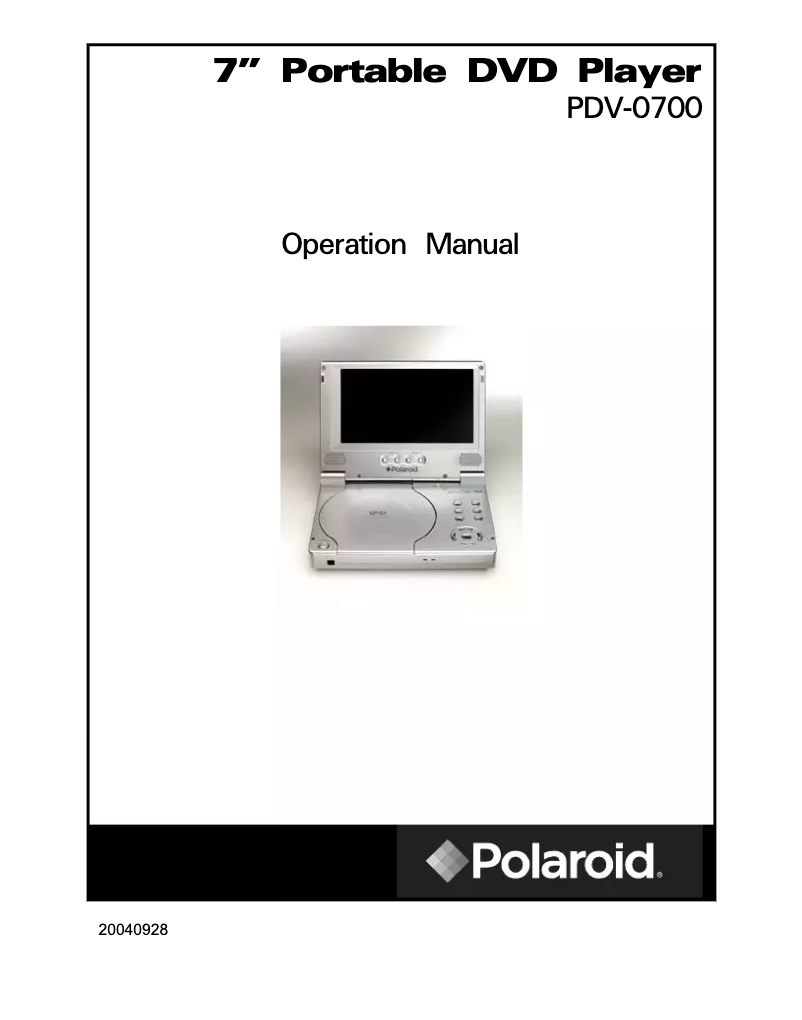 Image de la première page du manuel de l'appareil PDV-0700