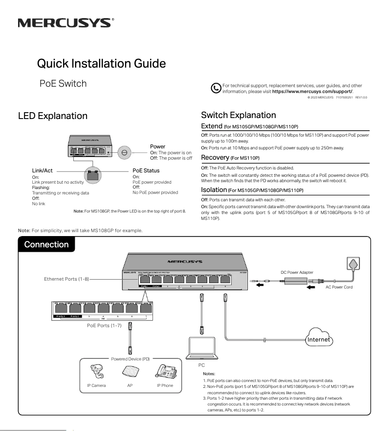 Page n°1 - Guide d'installation Mercusys MS105GP