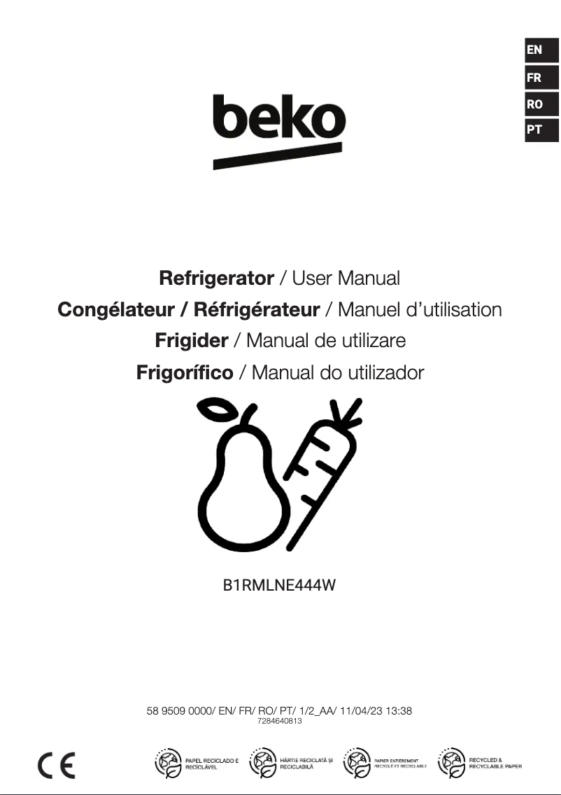 Page 1 de la notice Manuel utilisateur Beko B1RMLNE444W