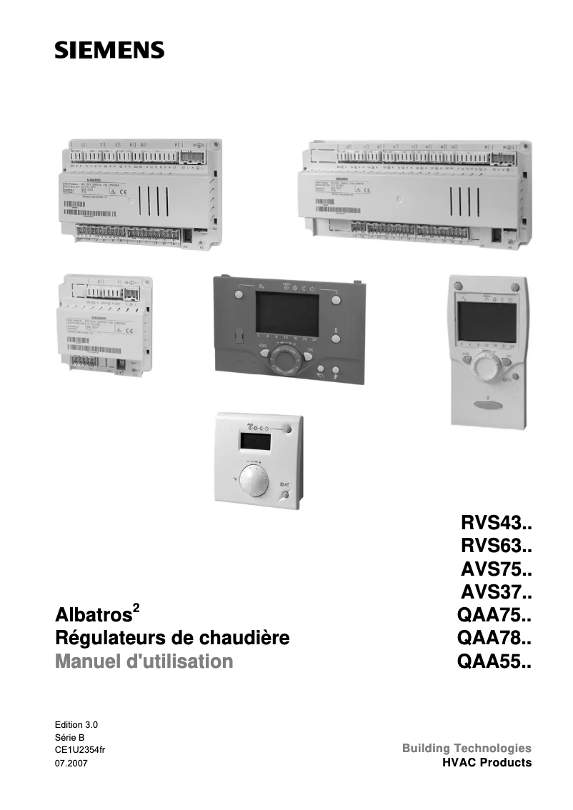 Page 1 de la notice Manuel utilisateur Siemens QAA 78.610