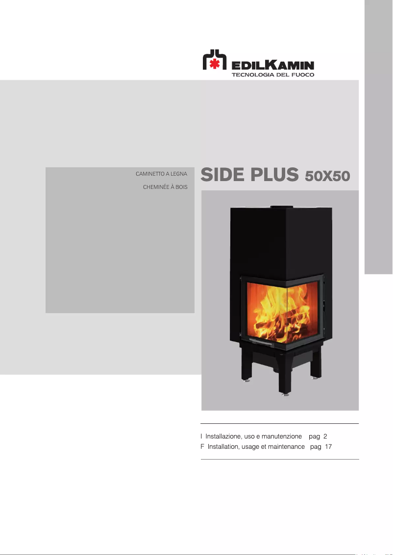 Page 1 de la notice Manuel utilisateur Edilkamin SIDE 50x50 PLUS