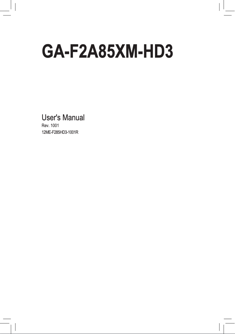 Page n°1 - Manuel utilisateur Gigabyte GA-F2A85XM-HD3