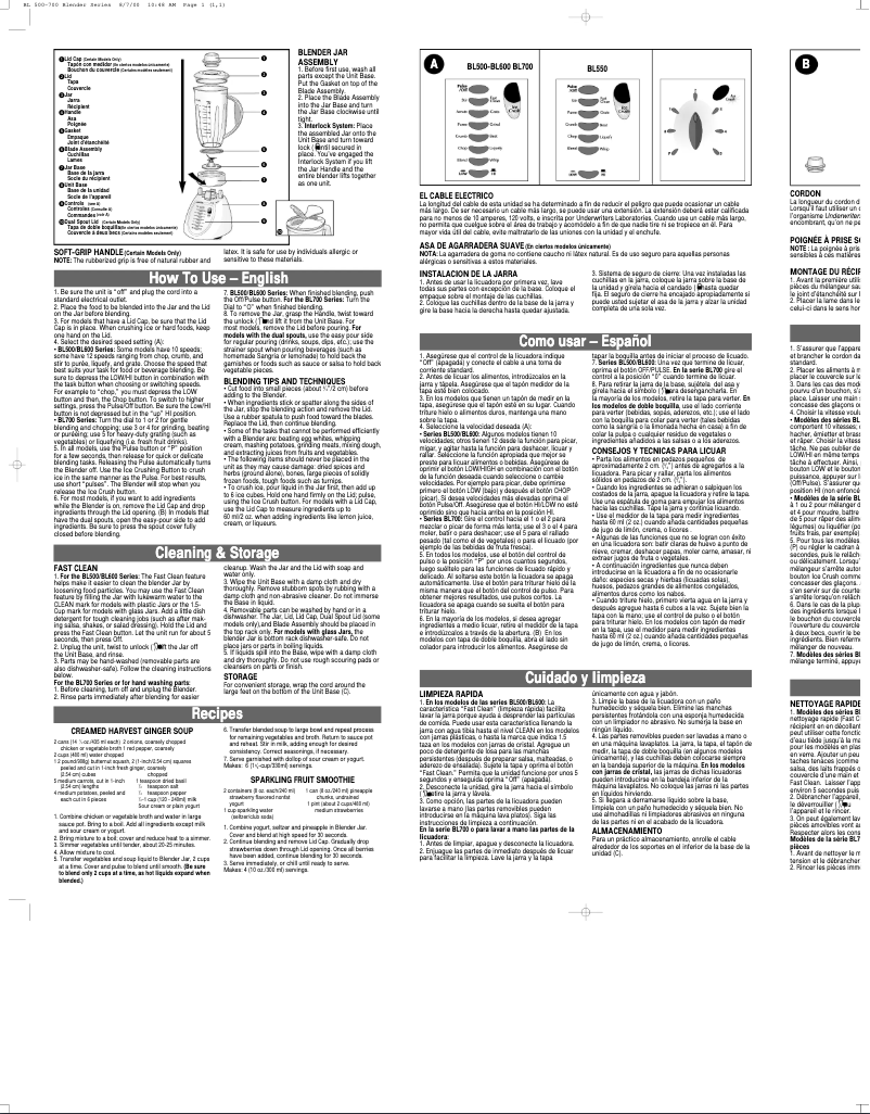 Image de la première page du manuel de l'appareil BL500
