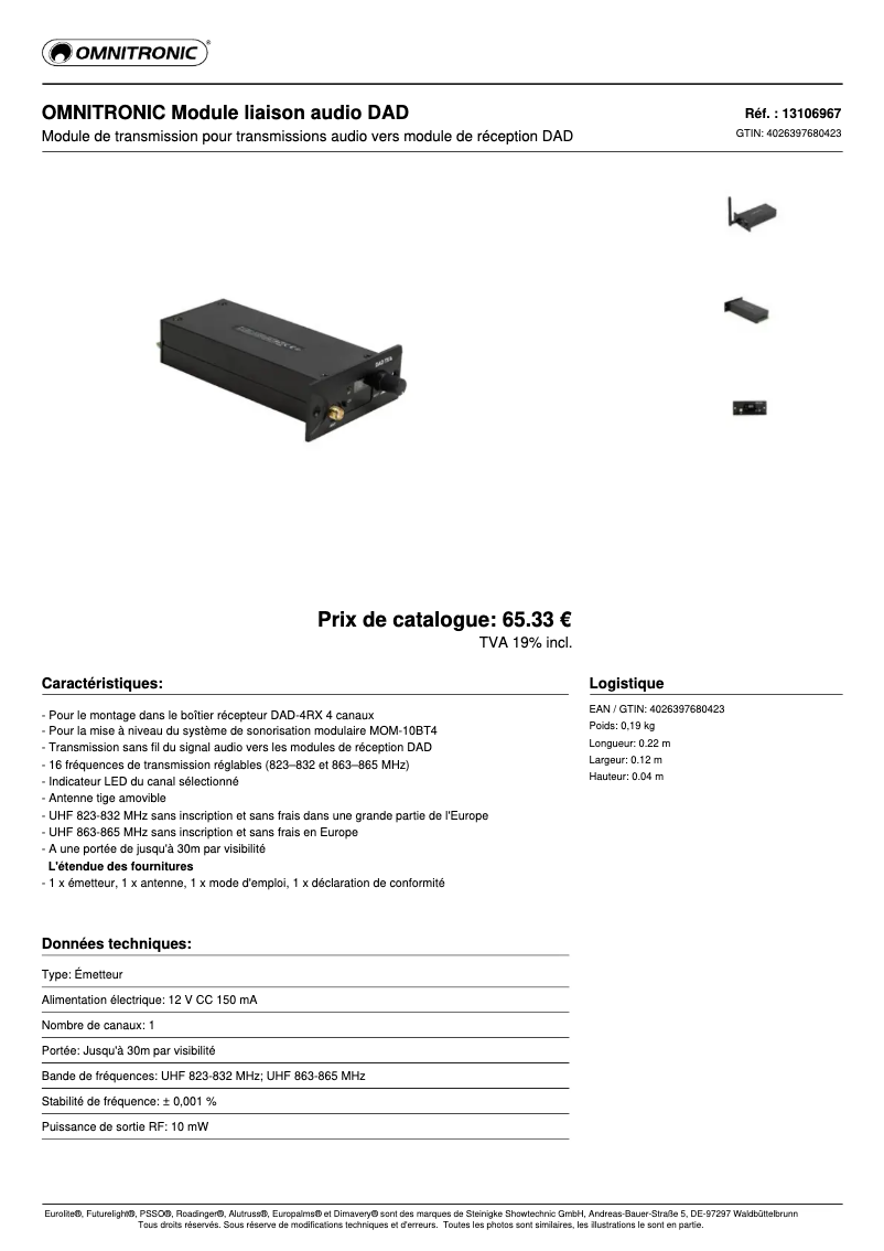 Image de la première page du manuel de l'appareil DAD TX