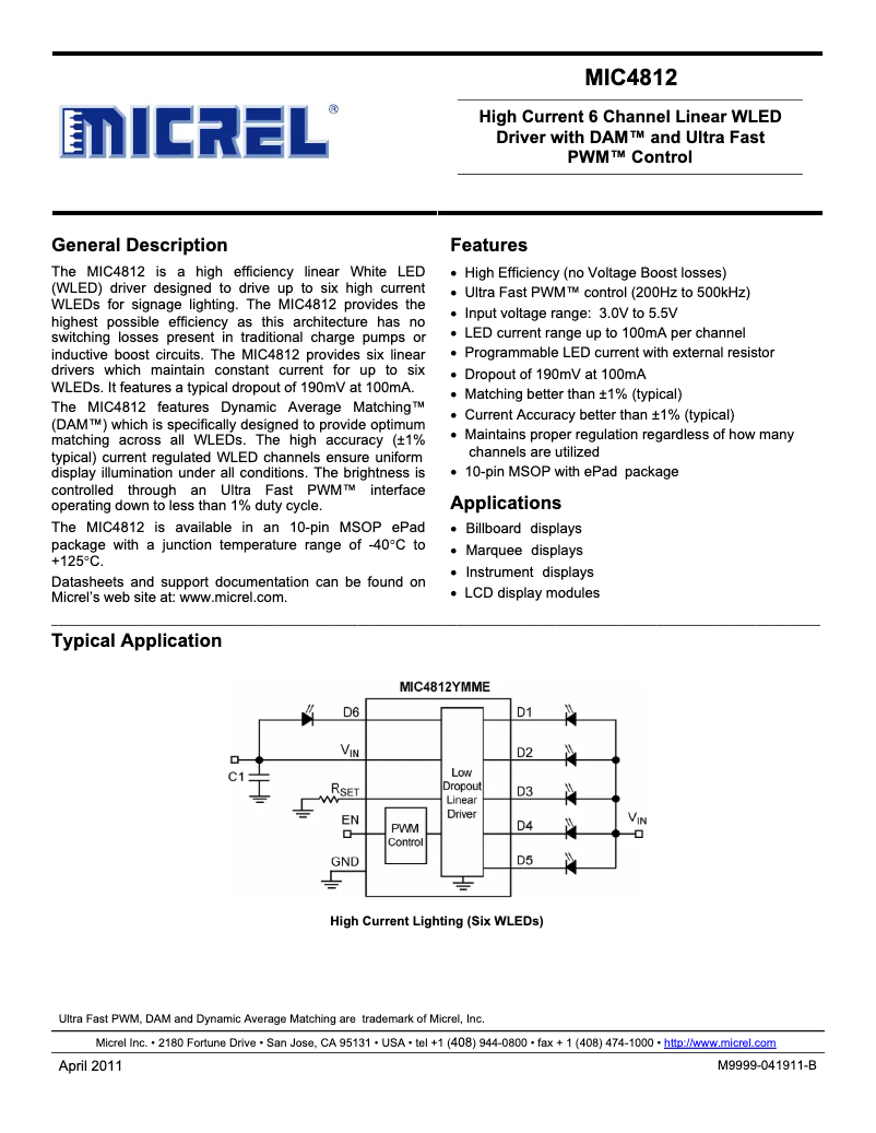 Page 1 de la notice Manuel utilisateur Microchip MIC4812