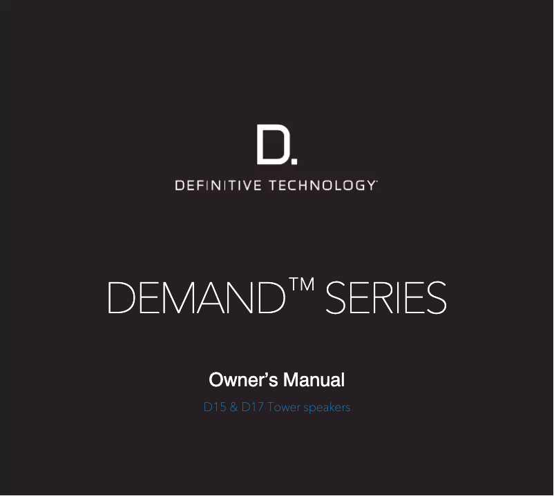 Page 1 de la notice Manuel utilisateur Definitive Technology Demand D15