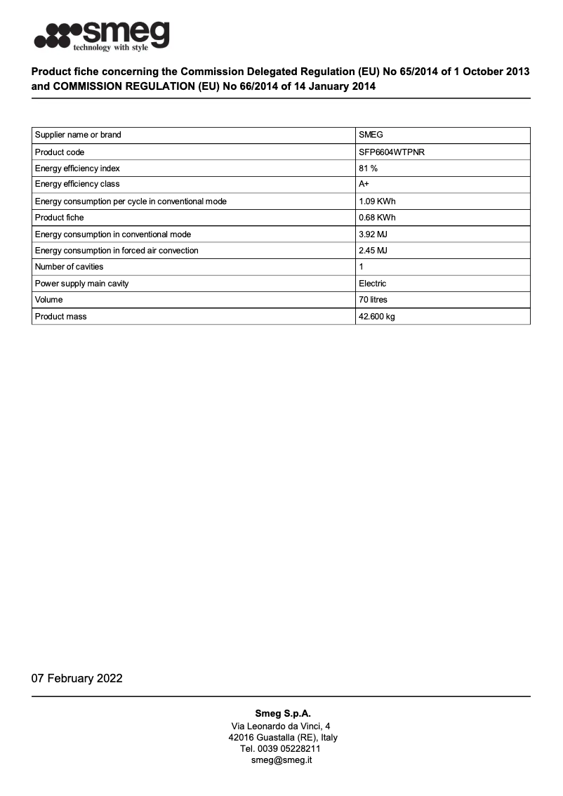 Page n°1 - Brochure Smeg SFP6604WTPNR